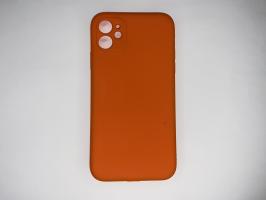 Чехол для iPhone 11 матовый силикон с вставкой внутри, персиковый_0