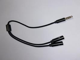 Аудиокабель - разветвитель Earldom ET-AUX202 3.5 мм, 0.22м, нейлон (черный)_1